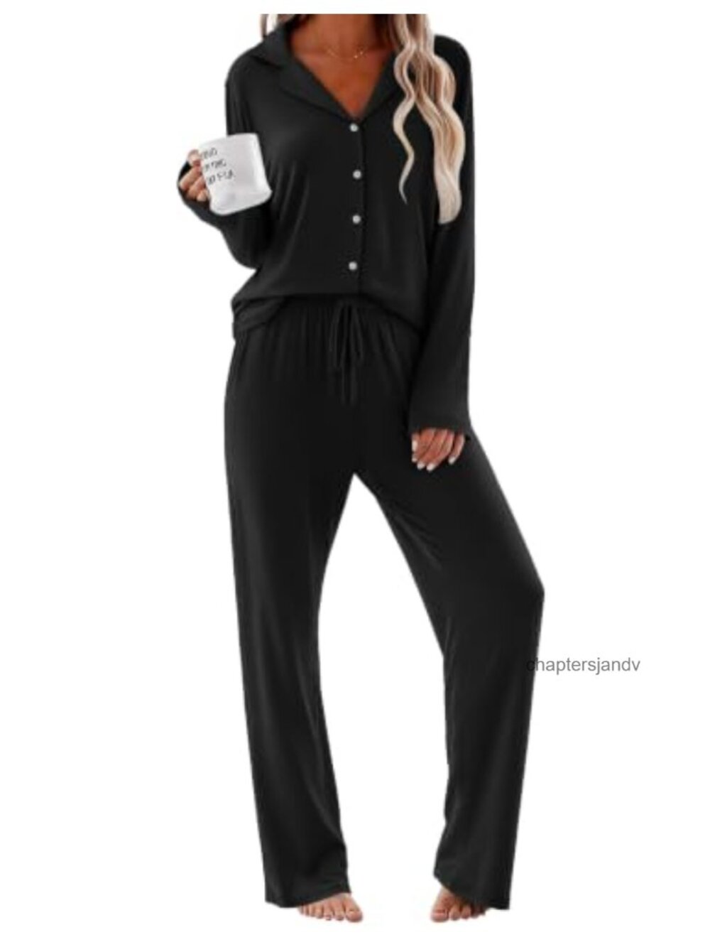 Women's 2-Piece Pajama Set Button Down Long Sleeve Lounge Sleepwear